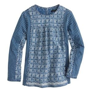 J.Crew Bleached Out Block Print Top